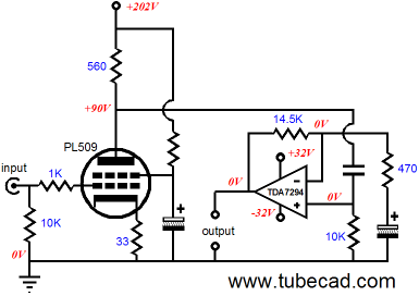 Hybrid amplifier with tube driving solid-state amplifier