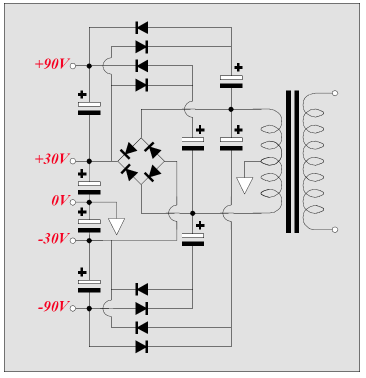 power supply for aikido-style hybrid amplifier